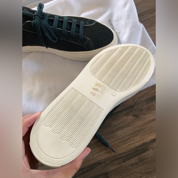 New Women by Common Projects Black Leather Cal Hair Sneakers - Picture 4 of 6